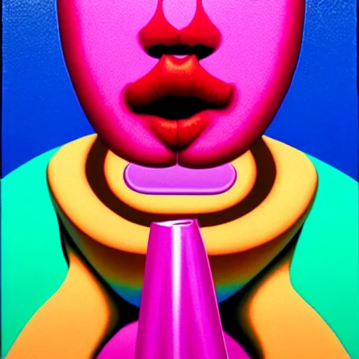 Image similar to lips plastic straw by shusei nagaoka, kaws, david rudnick, airbrush on canvas, pastell colours, cell shaded, highly detailed, intricate background, complex 3 d render, masterpiece