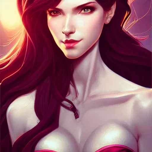 Image similar to head and shoulders portrait of Katarina from League of Legends illustration, medium shot, intricate, elegant, highly detailed, digital art, ffffound, art by JC Leyendecker and sachin teng