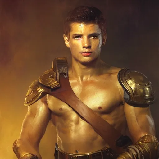 Image similar to handsome portrait of a young guy fitness posing, war hero, radiant light, caustics, volumetric plasma encircling background, by gaston bussiere, bayard wu, greg rutkowski, giger, maxim verehin