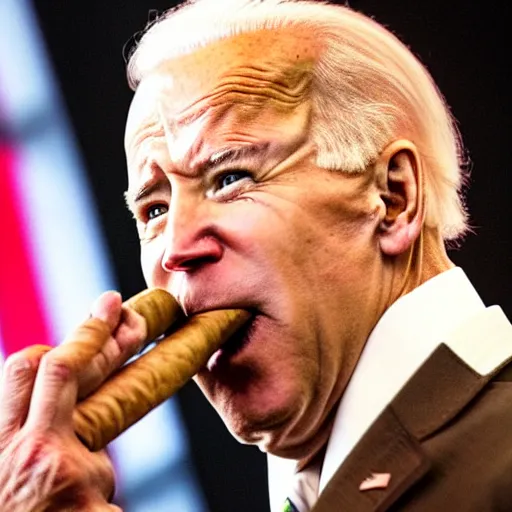 Prompt: a photo of joe biden smoking a cigar