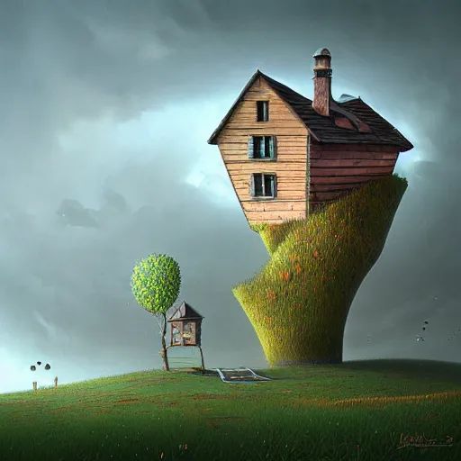 Image similar to an intriguing building in a beautiful landscape by gediminas pranckevicius