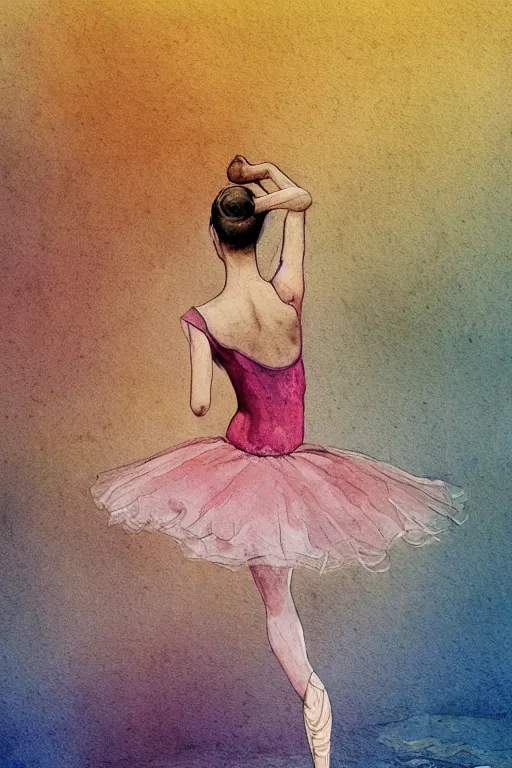 Prompt: ballerina alone at the bottom of the mariana trench by jaques cousteau, digital art, smooth, focus, highly detailed, watercolor