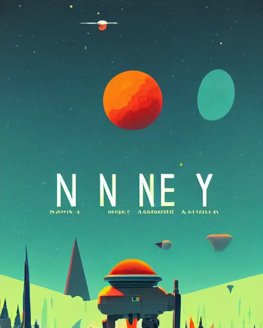 Prompt: no mans sky, dark 2D matte gouache illustration, poster, style of wes anderson