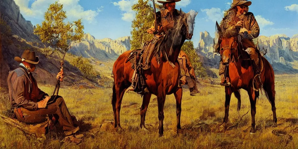 Image similar to beautiful western artwork by eugene von guerard