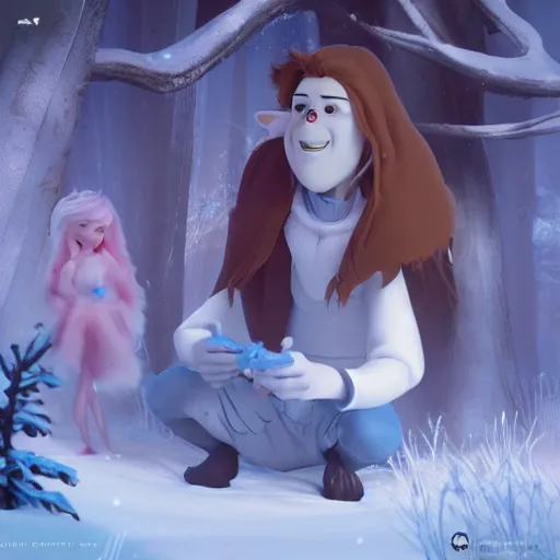 Prompt: the archfey called'the prince of frost ', by pixar, trending on cgsociety