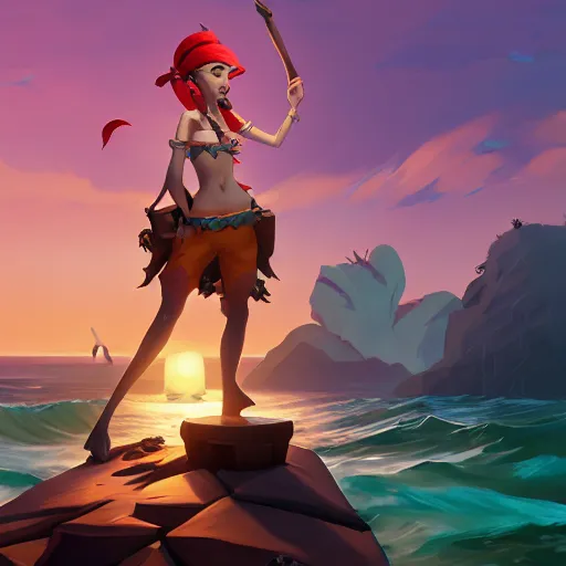 Image similar to jack the pirate mermaid on sea of thieves game avatar hero, behance hd by jesper ejsing, by rhads, makoto shinkai and lois van baarle, ilya kuvshinov, rossdraws global illumination