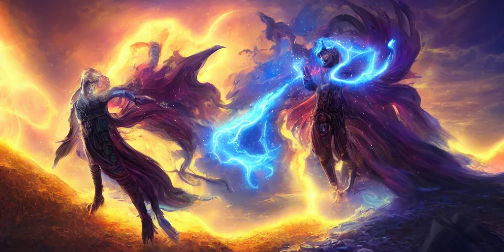 Prompt: cosmic mage, fantasy apocalypse, digital art, 4 k