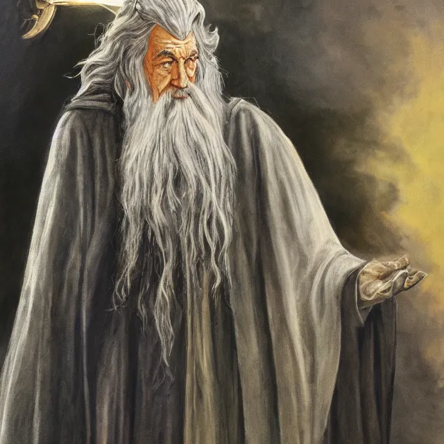 Image similar to gandalf as deity, painting