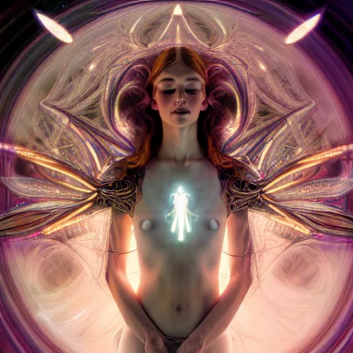 Image similar to psychedelic organic cyborg ballet, white holographic plastic, dramatic lighting, fantasy, intricate, elegant, highly detailed, lifelike, photorealistic, digital painting, artstation, illustration, smooth, sharp focus, art by john collier and albert aublet and krenz cushart and artem demura and alphonse mucha