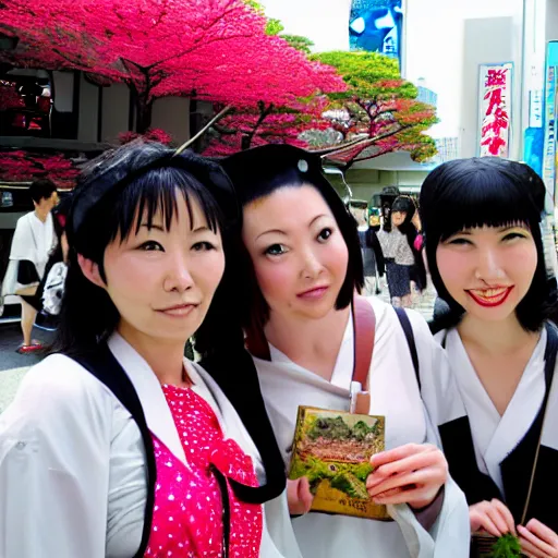 Prompt: witches on a vacation to Toyoko japan