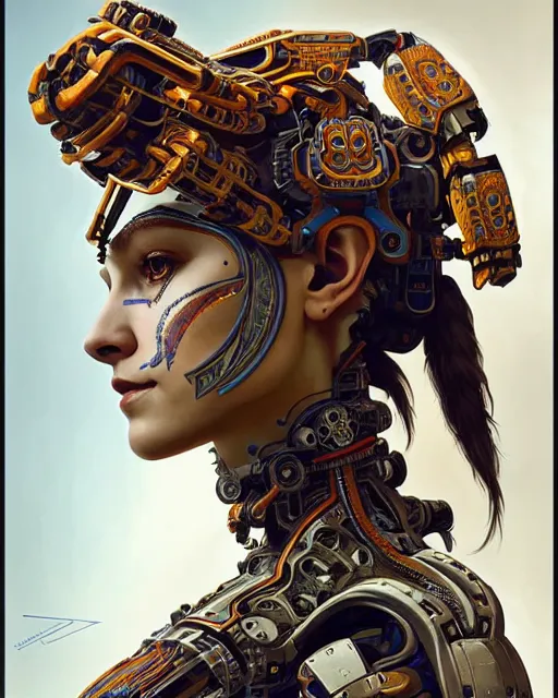 Prompt: symmetry!! portrait of a machine!!!!!! from horizon zero dawn, machine face, decorated with pharoanic motifs, intricate, elegant, highly detailed, digital painting, artstation, concept art, smooth, sharp focus, illustration, art by artgerm and greg rutkowski and alphonse mucha, 8 k