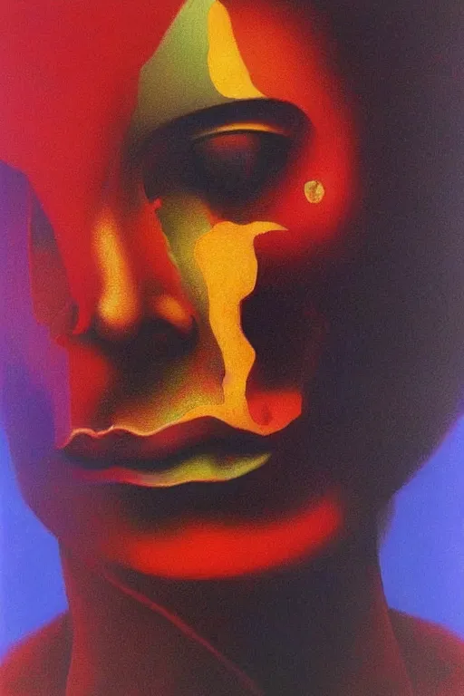 Image similar to portrait of michael jackson colourful shiny beautiful harmony painting by zdzisław beksinski