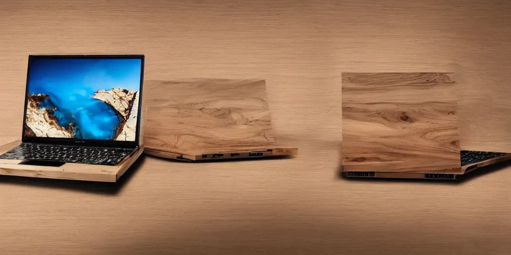 Image similar to a wood masterpiece laptops made in different kind of woods