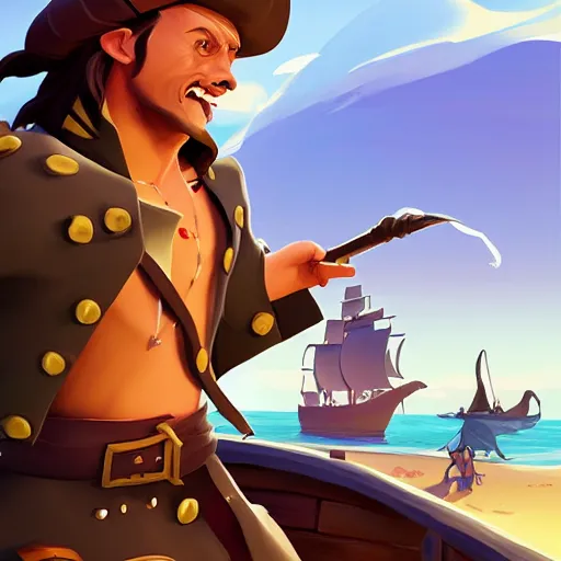 Image similar to painting jack the pirate on sea of thieves game avatar hero smooth face median photoshop filter cutout vector behance hd by jesper ejsing, by rhads, makoto shinkai and lois van baarle, ilya kuvshinov, rossdraws, illustration, art by ilya kuvshinov and gustav klimt