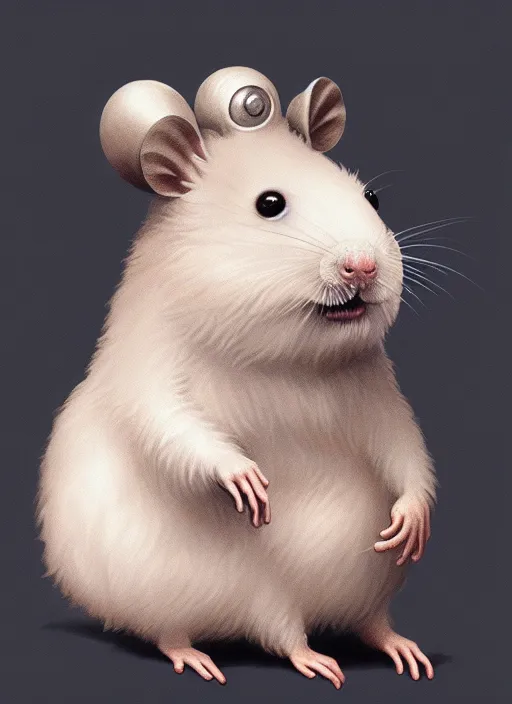 Prompt: anthropomorphic triangle head in fluffy hamster mr. bean, intricate, elegant, highly detailed animal monster, digital painting, artstation, concept art, smooth, sharp focus, illustration, art by artgerm, wayne barlowe, trending on artstation and greg rutkowski and alphonse mucha, 8 k