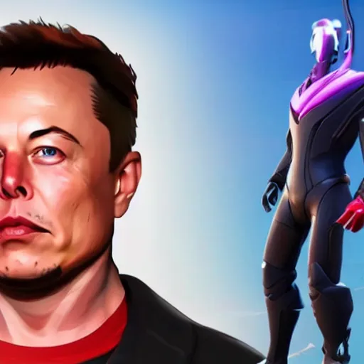 Prompt: elon musk en fortnite, captura de pantalla del juego