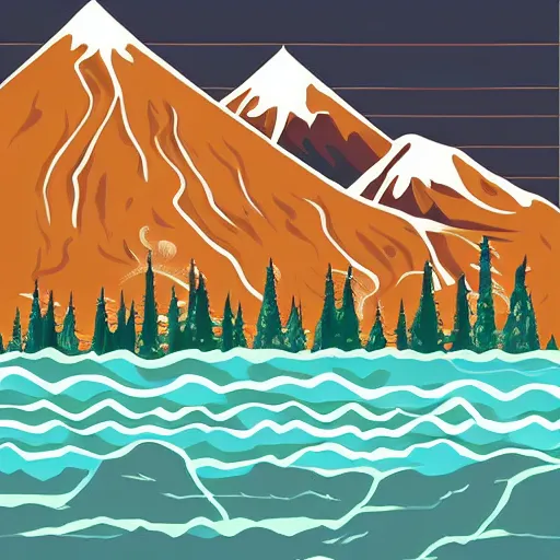 Image similar to mountain water illustration vector digital art trending on artstation h 7 6 8