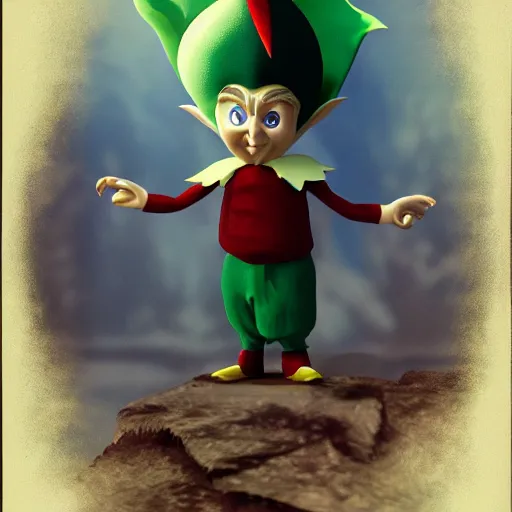 Image similar to dream aesthetic, portrait of evil evil keebler elf by Thomas Cole, cartoon cel shader c4d render