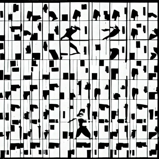 Image similar to a grid of a sequence of a woman dancing, muybridge style.