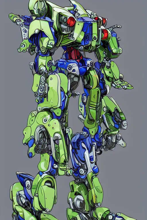 Image similar to amphibious waterlily mobile suit combat mecha whose top half is a nymphaea flower with petals being robotic limbs, waterlily pads, biomechanical, hyperdetailed, bandai box art, behance hd artstation. # power armor # pistia # waterlily # nymphaea