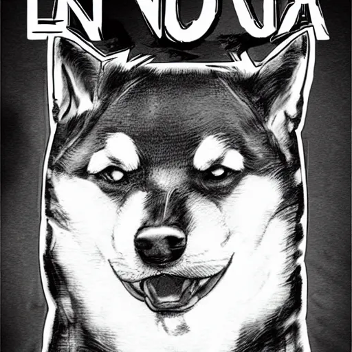 Image similar to noir comic book cover of shiba inu, artistic, high detail