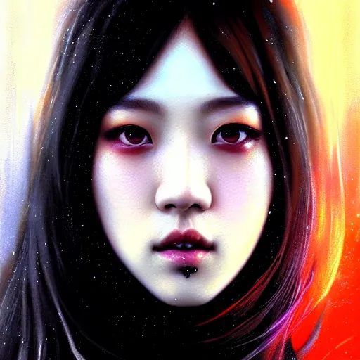 Image similar to jisoo of blackpink, hyperrealistic portrait, bladerunner street, by karol bak and agnes cecile and artgerm, fantasy art, photo realistic, dynamic lighting, artstation, poster, volumetric lighting, very detailed face, 8 k, award winning