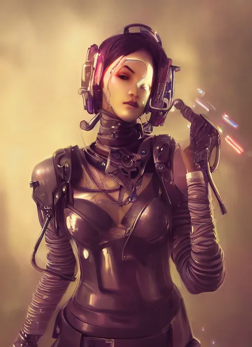 Image similar to beautiful, young cyberpunk ninja woman, extremely detailed gorgeous face, looks realistic, hyper-detailed portrait, sad eyes tears, vaporwave aesthetic, synthwave, magical, fantasy, ninchaku , artist Artgerm i and WLOP
