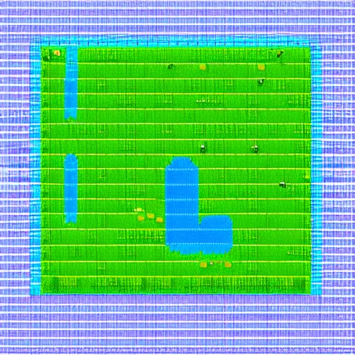 Prompt: pixel art, hopping blue slime blob on grass
