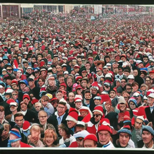 Image similar to a photo of where's wally, by albert tucker