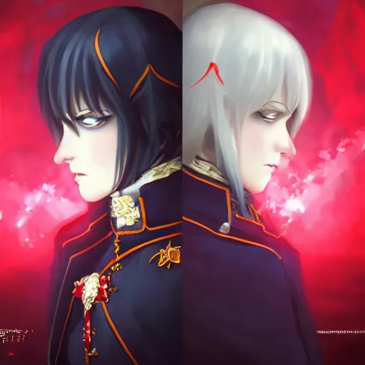 Image similar to portrait of napoleon vampire, anime fantasy illustration by tomoyuki yamasaki, kyoto studio, madhouse, ufotable, square enix, cinematic lighting, trending on artstation