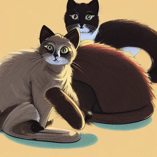 Image similar to cats in the style of syd mead