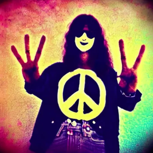 Prompt: peace sign hippie style