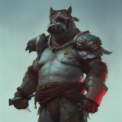 Image similar to a warrior pig, artstation, greg rutkowski