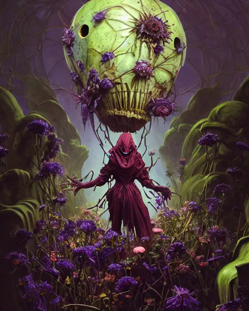 Prompt: the platonic ideal of flowers, rotting, insects and praying of cletus kasady carnage thanos davinci nazgul wild hunt chtulu mandelbulb ponyo heavy rain bioshock, d & d, fantasy, ego death, decay, dmt, psilocybin, concept art by randy vargas and greg rutkowski and ruan jia and alphonse mucha