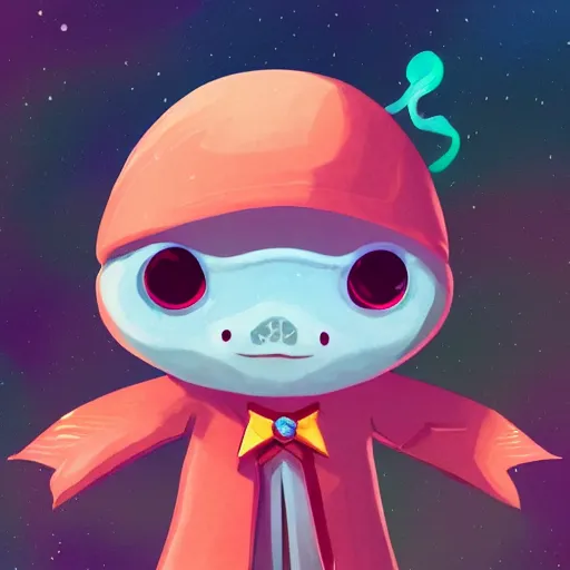 Prompt: a cute axolotl dressed as a wizard, digital art, trending on artstation