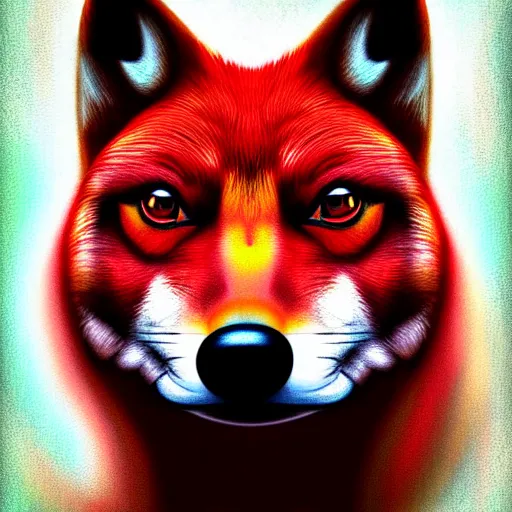 Image similar to zoomorphic a red face wolf, pepe the frog like face, digital painting, ultra sharp, by gary cook