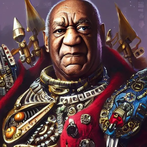 Image similar to Bill Cosby as the emperor of humanity from warhammer 40k, detailed face made by stanly artgerm lau, wlop, rossdraws, james jean, andrei riabovitchev ,marc simonetti