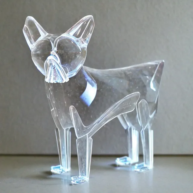 Prompt: crystal glass dog. etsy shop photo
