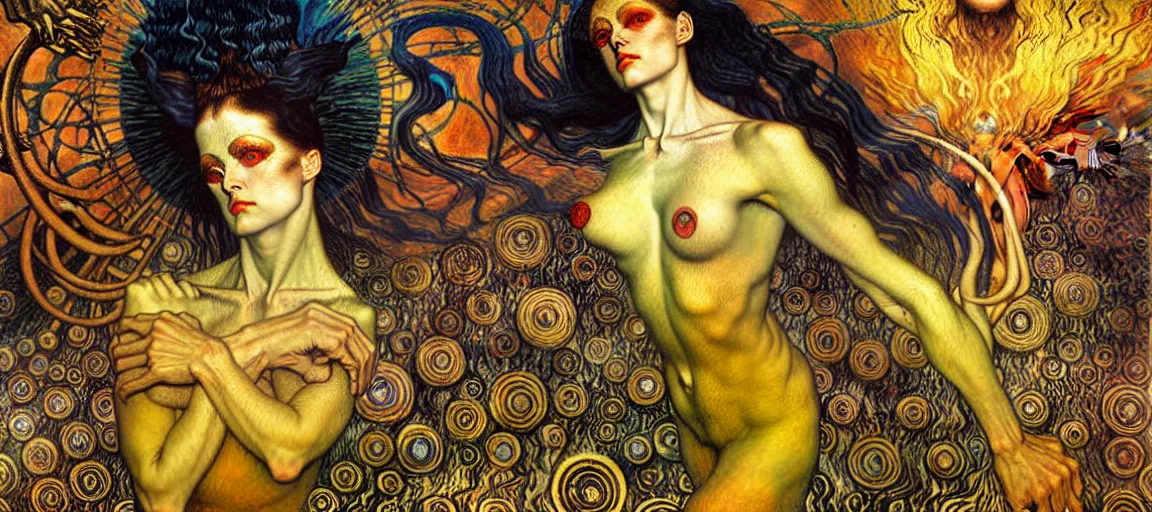 Image similar to Divine Chaos Engine by Karol Bak, Jean Delville, William Blake, Gustav Klimt, and Vincent Van Gogh, symbolist, visionary