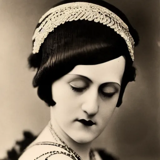 Image similar to photograph of a woman wearing flapper fashion, 1 9 1 0's, looking at the camera, aesthetic, elaborate, intricate, highly detailed, detailed face, photorealism, smooth, sharp focus, rim light, 8 k, art by man ray,