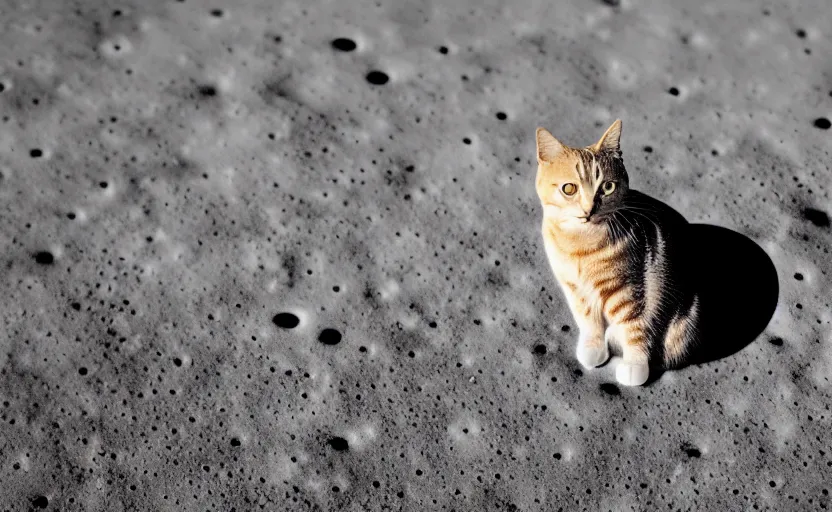 Image similar to a cat sitting on the surface of the moon, Photo, 4k, High definition