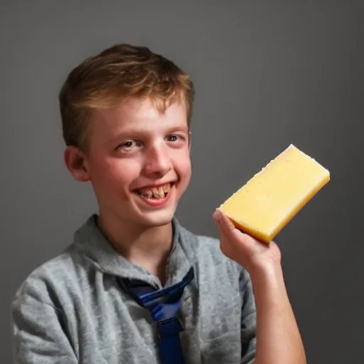 Image similar to a photo of thomas simons holding a piece of cheese