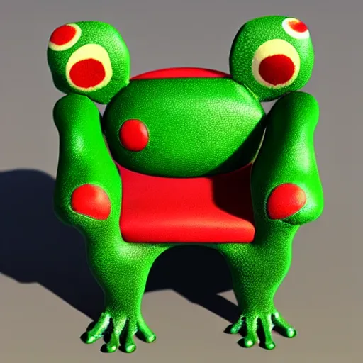 Image similar to froggy chair, 3d model, animal crossing, froggy chair, adorable, cute, detailed