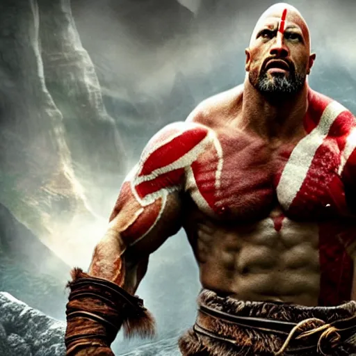 Image similar to Dwayne Johnson as God of war