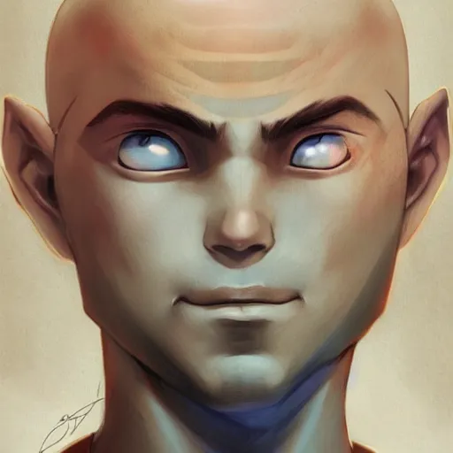 Image similar to Portrait of Aang from Avatar: The Last Airbender, by Charlie Bowater