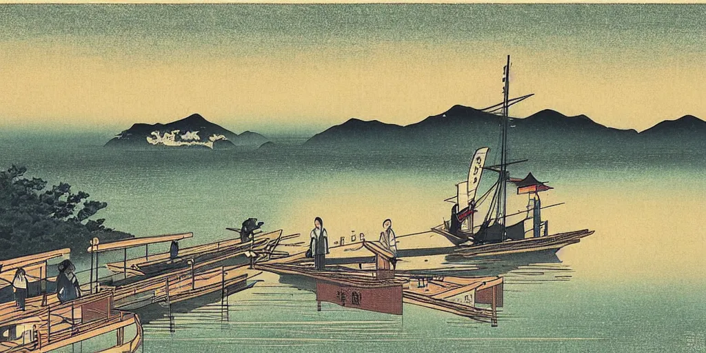 Image similar to 🖼 🌅 ⛵. shin - hanga.