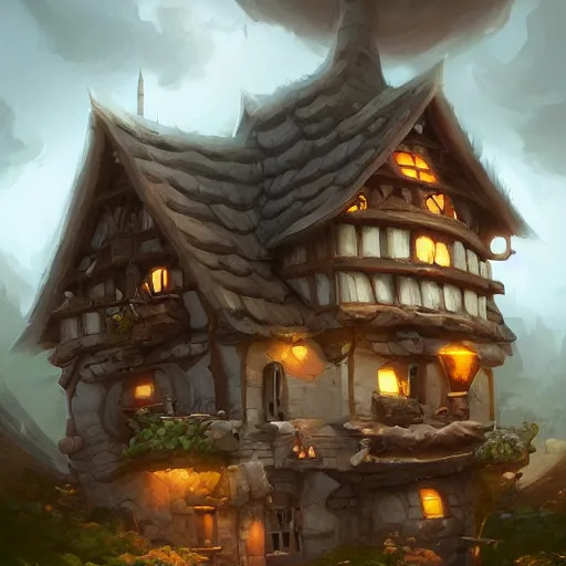 Image similar to a house made of swiss cheese, fantasy, digital art, by andreas rocha, highly detailed, trending on artstation