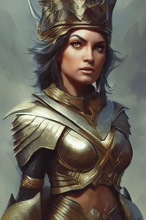 Image similar to amazon valkyrie athena, d & d, fantasy, portrait, highly detailed, headshot, digital painting, trending on artstation, concept art, sharp focus, illustration, art by artgerm and greg rutkowski and magali villeneuve