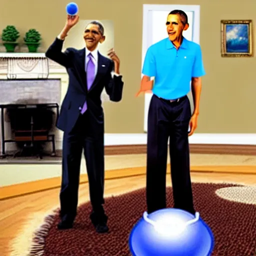 Image similar to barack obama plays wii sports with sonic the hedgehog