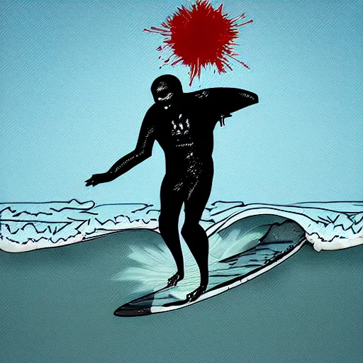 Prompt: Surfing Zombie, Digital Art